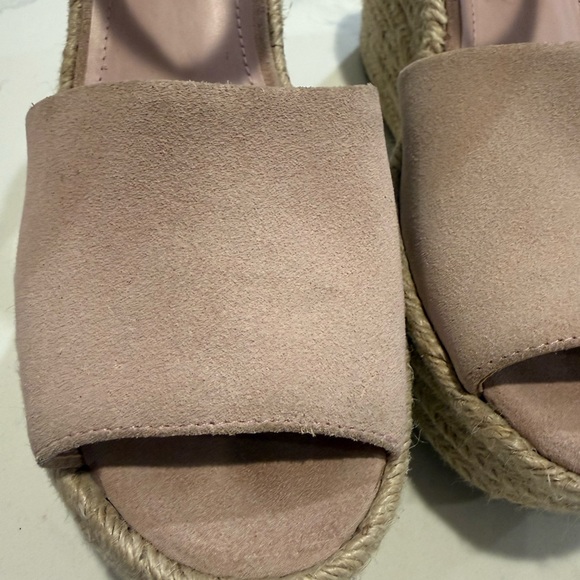 Marc Fisher Size 9 Mlalita Blush Suede Leather Upper Espadrille Wedge Sandals - Picture 10 of 16